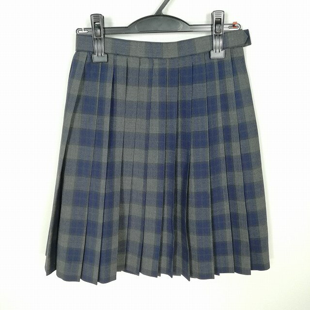 スクールスカート 夏物 w60-丈52 チェック 大阪成法中学 プリーツ 学生服 制服 女子 中古 HK8842