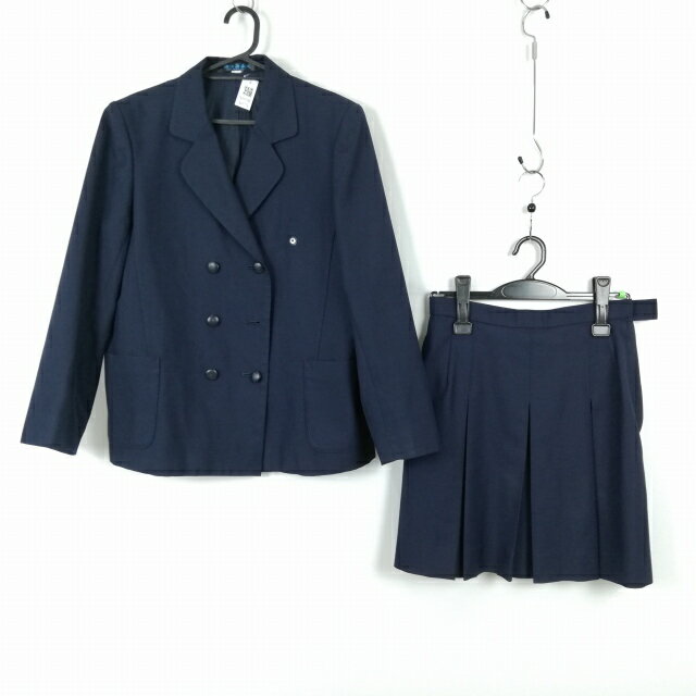 ブレザー ミニスカート 上下2点セット 165A 冬物 女子 学生服 中学 高校 紺 制服 中古 ランクC NA9106