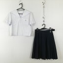 セーラー服 スカート 上下2点セット 夏物 白3本線 女子 学生服 兵庫姫路東高校 白 制服 中古 ランクC EY1939