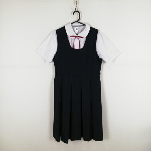 ジャンパースカート 紐タイ 170A バスト96 ウエスト82 ミッシェルクラン 夏物 女子 学生服 中学 高校 紺 制服 中古 ランクC EY6327 ジャンパースカート 紐タイ 170A バスト96 ウエスト82 ミッシェルクラン 夏物 女子 学生服 中学 高校 紺 制服 中古 ランクC EY6327