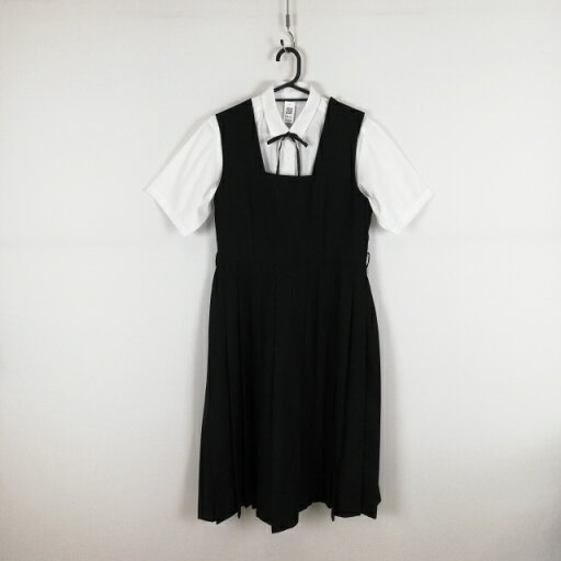 ジャンパースカート 紐タイ 175A バスト94 ウエスト80 冬物 女子 学生服 中学 高校 黒 制服 中古 ランクC EY6333 ジャンパースカート 紐タイ 175A バスト94 ウエスト80 冬物 女子 学生服 中学 高校 黒 制服 中古 ランクC EY6333