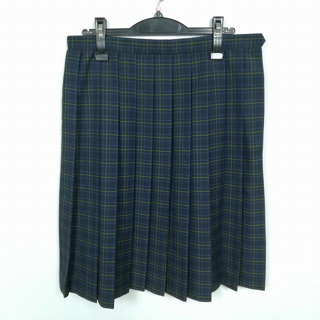 スクールスカート 大きいサイズ 冬物 w72-丈59 チェック 中学 高校 プリーツ 学生服 制服 女子 中古 HK3176