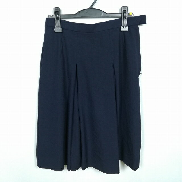 スクールスカート 冬物 w69-丈60 紺 中学 高校 プリーツ 学生服 制服 女子 中古 HK3263