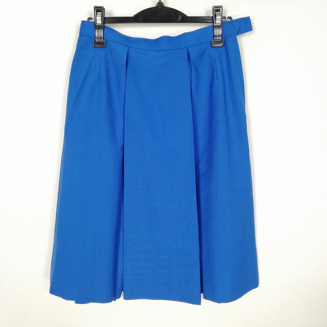 スクールスカート 大きいサイズ 夏物 w72-丈63 青 中学 高校 プリーツ 学生服 制服 女子 中古 HK3273
