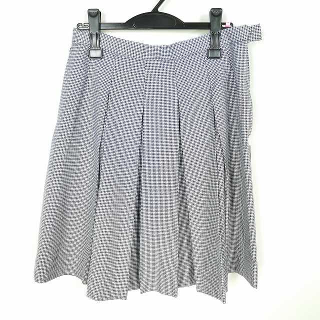 スクールスカート 大きいサイズ 冬物 w72-丈55 チェック 中学 高校 プリーツ 学生服 制服 女子 中古 HK3279