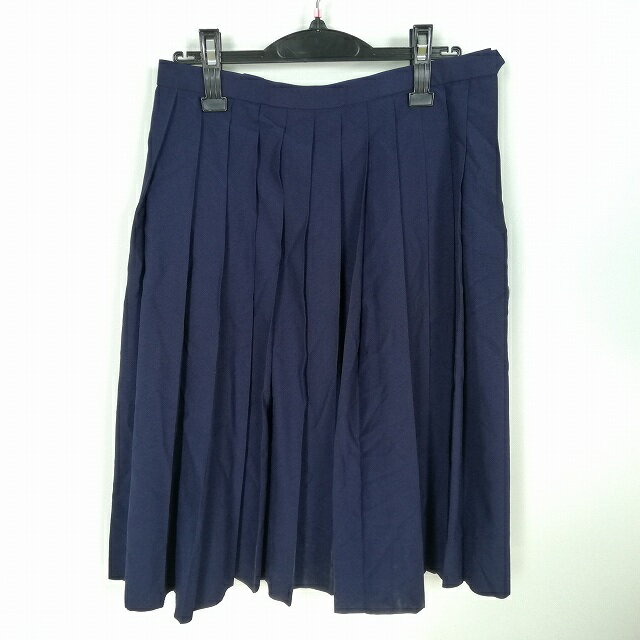 スクールスカート 大きいサイズ 夏物 w72-丈63 紺 中学 高校 プリーツ 学生服 制服 女子 中古 HK3343