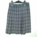 スクールスカート 冬物 w58-丈61 チェック 中学 高校 M.YURIKO プリーツ 学生服 制服 女子 中古 HK3352