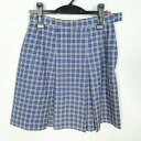 スクールスカート 冬物 w63-丈48 チェック 中学 高校 プリーツ 学生服 制服 女子 中古 HK3357