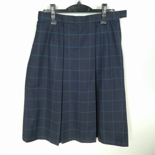 スクールスカート 大きいサイズ 冬物 w72-丈64 チェック 中学 高校 プリーツ 学生服 制服 女子 中古 HK3363