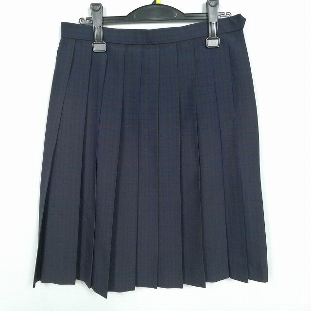 スクールスカート 夏物 w69-丈61 チェック 中学 高校 プリーツ 学生服 制服 女子 中古 HK3385