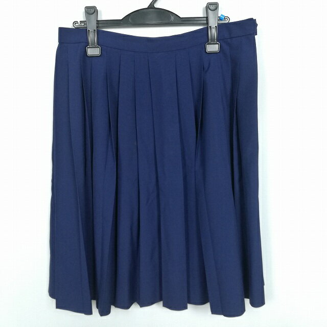 スクールスカート 大きいサイズ 夏物 w78-丈61 紺 中学 高校 プリーツ 学生服 制服 女子 中古 HK3389