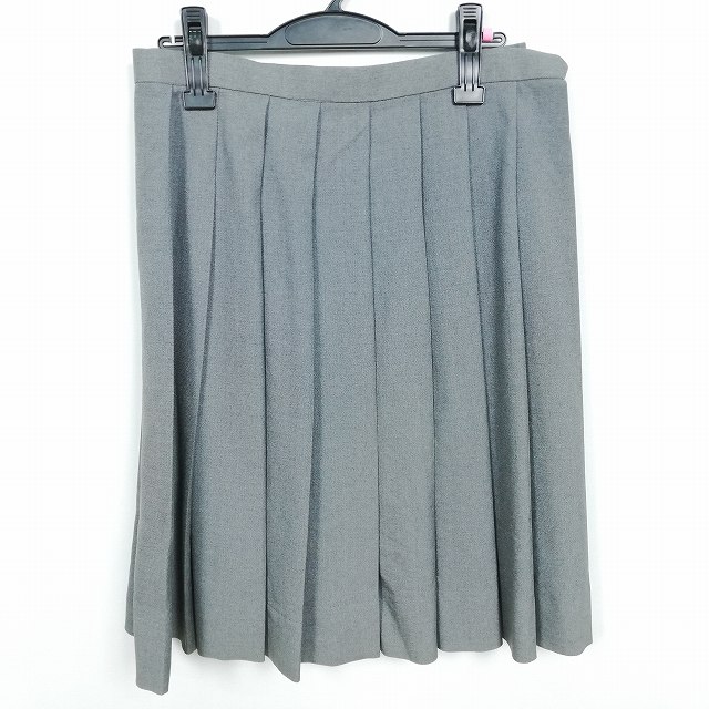 スクールスカート 大きいサイズ 冬物 w72-丈60 グレー 中学 高校 プリーツ 学生服 制服 女子 中古 HK3396