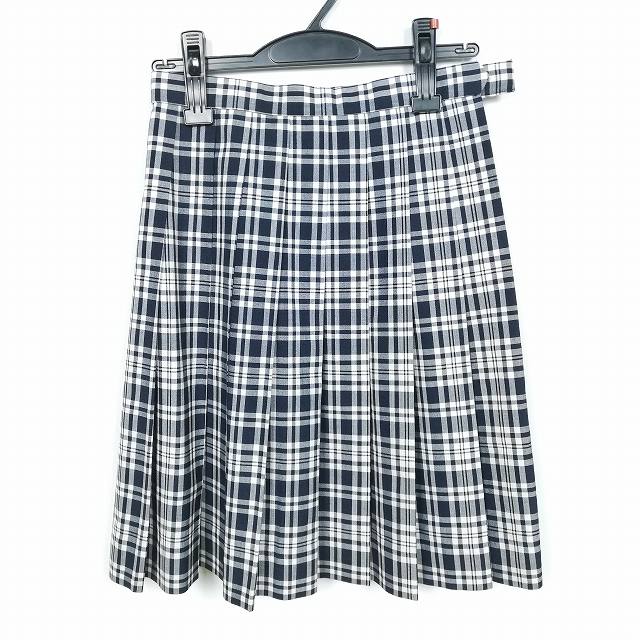 スクールスカート 夏物 w60-丈52 チェック 栃木宇都宮短大付属高校 プリーツ 学生服 制服 女子 中古 HK3472