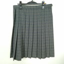 スクールスカート 大きいサイズ 冬物 w80-丈63 チェック 中学 高校 プリーツ 学生服 制服 女子 中古 HK8390