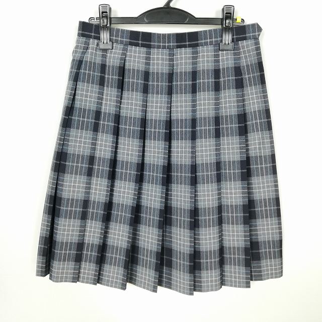 スクールスカート 夏物 w69-丈57 チェック 中学 高校 プリーツ 学生服 制服 女子 中古 HK8901