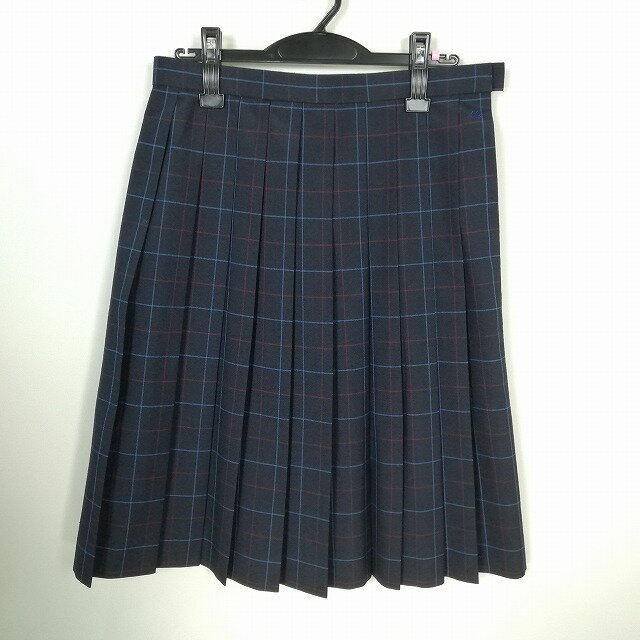 スクールスカート 大きいサイズ 夏物 w72-丈63 チェック 中学 高校 プリーツ 学生服 制服 女子 中古 HK8916