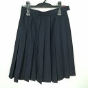 スクールスカート 冬物 w63-丈56 紺 中学 高校 プリーツ 学生服 制服 女子 中古 HK9599