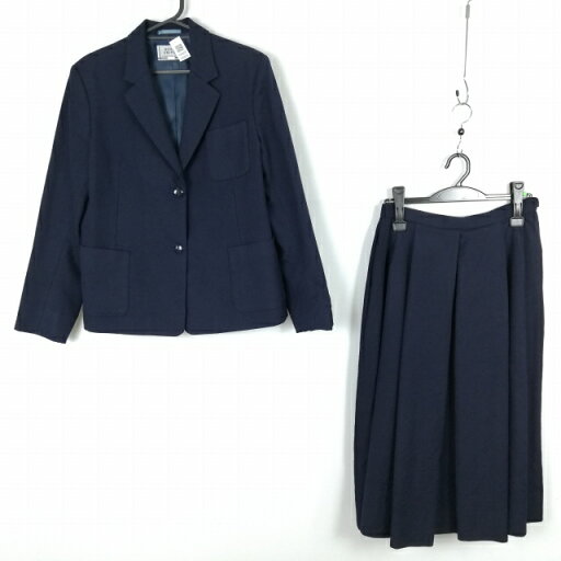 ブレザー スカート 上下2点セット 大きいサイズ 冬物 女子 学生服 中学 高校 紺 制服 中古 ランクC NA0659 ブレザー スカート 上下2点セット 大きいサイズ 冬物 女子 学生服 中学 高校 紺 制服 中古 ランクC NA0659