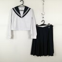 セーラー服 スカート 上下2点セット 165A 中間服 白3本線 女子 学生服 中学 高校 白 制服 中古 ランクC NA0669