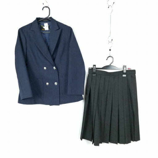 ブレザー スカート 上下2点セット 冬物 女子 学生服 中学 高校 紺 制服 中古 ランクC NA1674 ブレザー スカート 上下2点セット 冬物 女子 学生服 中学 高校 紺 制服 中古 ランクC NA1674