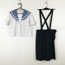 セーラー服 スカート 上下2点セット 大きいサイズ 富士ヨット 夏物 白1本線 女子 学生服 沖縄南風原中学 白 制服 中古 ランクC NA1801