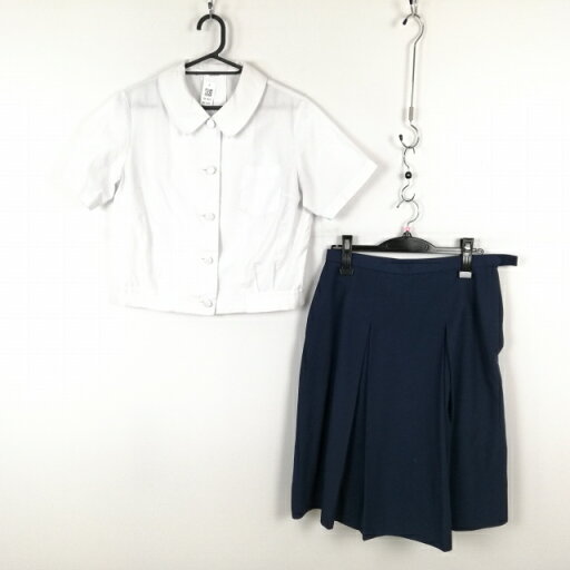 ブラウス スカート 上下2点セット LL 大きいサイズ 夏物 女子 学生服 中学 高校 白 制服 中古 ランクC NA1804 ブラウス スカート 上下2点セット LL 大きいサイズ 夏物 女子 学生服 中学 高校 白 制服 中古 ランクC NA1804