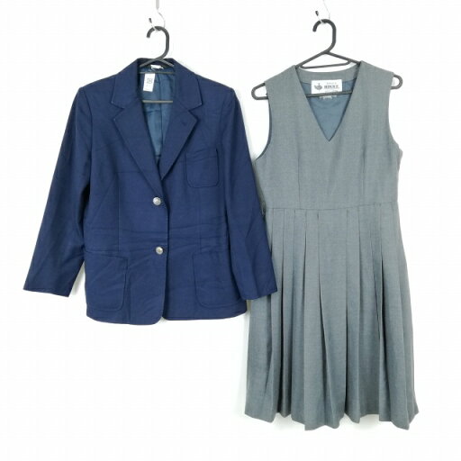 ブレザー ジャンパースカート 上下2点セット 冬物 女子 学生服 広島古田中学 紺 制服 中古 ランクC NA1809 ブレザー ジャンパースカート 上下2点セット 冬物 女子 学生服 広島古田中学 紺 制服 中古 ランクC NA1809