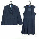 ブレザー ジャンパースカート 上下2点セット 160A ミッシェルクラン 冬物 女子 学生服 中学 高校 紺 制服 中古 ランクC NA6538