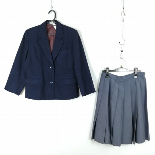ブレザー スカート 上下2点セット 大きいサイズ 冬物 女子 学生服 中学 高校 紺 制服 中古 ランクC EY9447 ブレザー スカート 上下2点セット 大きいサイズ 冬物 女子 学生服 中学 高校 紺 制服 中古 ランクC EY9447