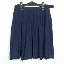 スクールスカート 夏物 w69-丈58 紺 中学 高校 プリーツ 学生服 制服 女子 中古 HK3419