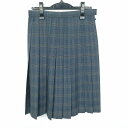 スクールスカート 夏物 w63-丈63 チェック 中学 高校 プリーツ 学生服 制服 女子 中古 HK3437