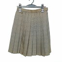 スクールスカート 冬物 w62-丈54 チェック 中学 高校 プリーツ 学生服 制服 女子 中古 HK3503