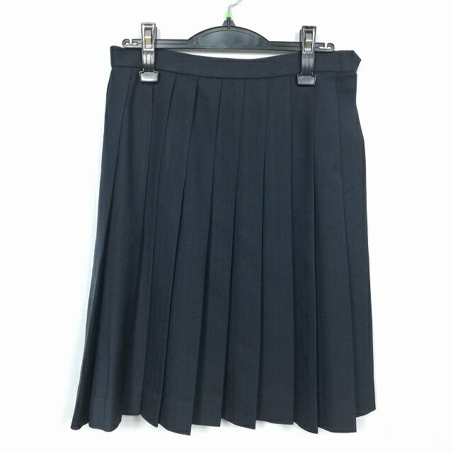 スクールスカート 冬物 w66-丈59 ストライプ 中学 高校 プリーツ 学生服 制服 女子 中古 HK3528