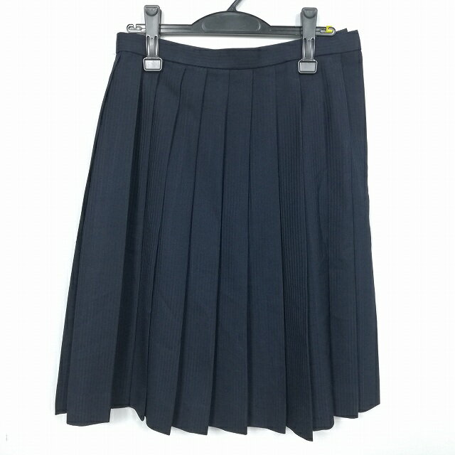 スクールスカート 冬物 w69-丈62 ストライプ 中学 高校 プリーツ 学生服 制服 女子 中古 HK3530