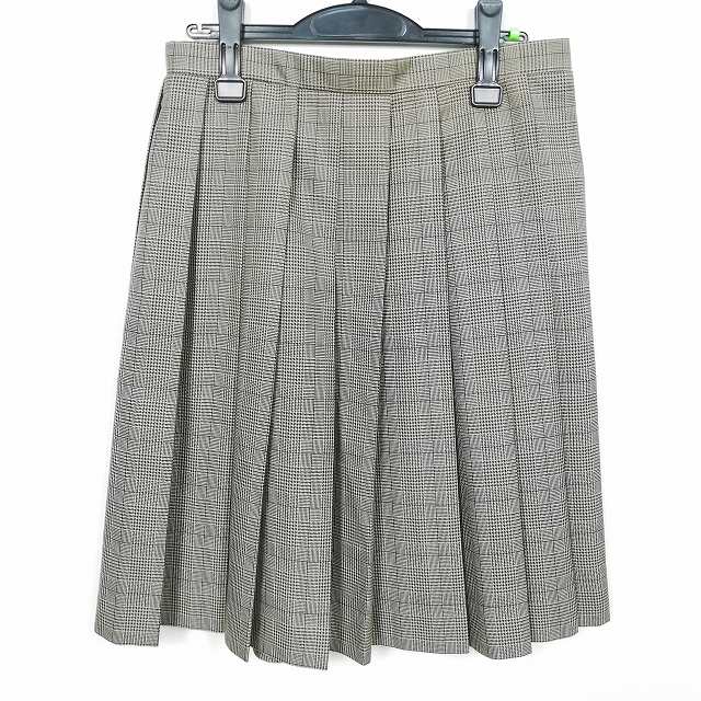 スクールスカート 冬物 w66-丈59 チェック 中学 高校 プリーツ 学生服 制服 女子 中古 HK3531