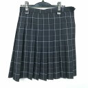 スクールスカート 冬物 w66-丈53 チェック 中学 高校 プリーツ 学生服 制服 女子 中古 HK3541