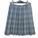 スクールスカート 冬物 w58-丈49 チェック 中学 高校 プリーツ 学生服 制服 女子 中古 HK3542
