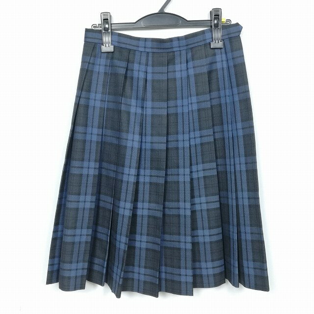 スクールスカート 冬物 w69-丈60 チェック 中学 高校 プリーツ 学生服 制服 女子 中古 HK3544