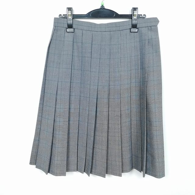 スクールスカート 夏物 w66-丈59 チェック 中学 高校 プリーツ 学生服 制服 女子 中古 HK3558