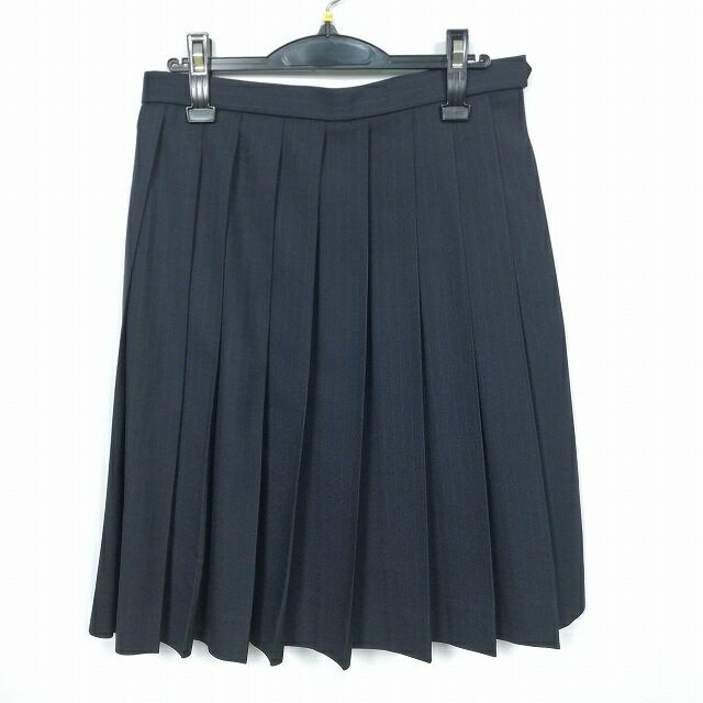 スクールスカート 冬物 w69-丈59 ストライプ 中学 高校 プリーツ 学生服 制服 女子 中古 HK3566
