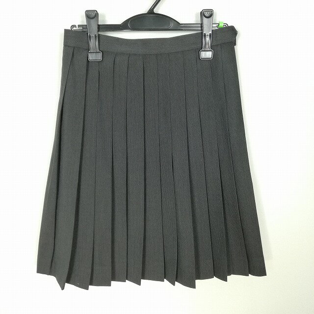 スクールスカート 夏物 w66-丈56 グレー 中学 高校 プリーツ 学生服 制服 女子 中古 HK3596