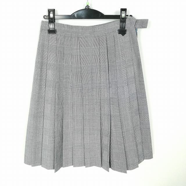 スクールスカート 夏物 w66-丈57 チェック 中学 高校 プリーツ 学生服 制服 女子 中古 HK3597