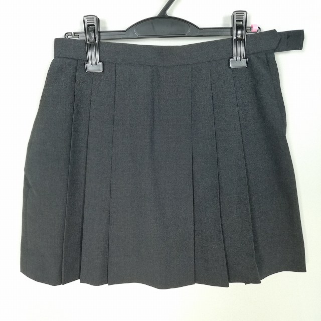 スクールスカート 大きいサイズ 冬物 w72-丈43 チェック 中学 高校 ミニ丈 プリーツ 学生服 制服 女子 中古 HK3604