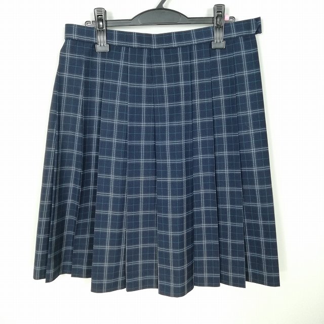 スクールスカート 大きいサイズ 冬物 w72-丈60 チェック 中学 高校 プリーツ 学生服 制服 女子 中古 HK3608