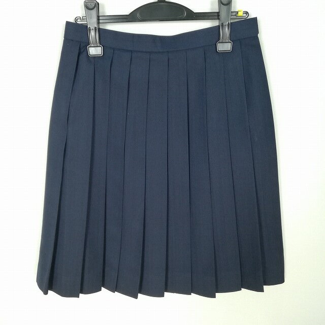 スクールスカート 冬物 w69-丈56 ストライプ 中学 高校 プリーツ 学生服 制服 女子 中古 HK3622