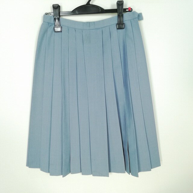 スクールスカート 夏物 w63-丈61 グレー 中学 高校 プリーツ 学生服 制服 女子 中古 HK4529