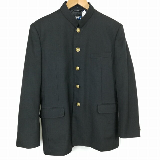 学生服 学ラン 175A 男子 トンボ 上着 丸洗い可 ウール混 標準型学生服 詰襟 サージ 黒 中古 ランクB a3 JJ6701