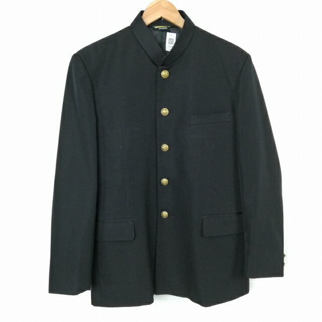 学生服 学ラン 180A 男子 上着 丸洗い可 詰襟 カシドス 黒 中古 ランクB a3 JJ6706