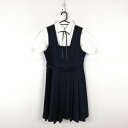 ジャンパースカート 紐タイ バスト86 ウエスト68 トンボ 冬物 女子 学生服 中学 高校 紺 制服 中古 ランクC NA1892