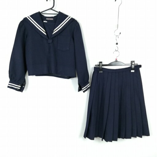 セーラー服 スカート 上下2点セット 冬物 白2本線 女子 学生服 中学 高校 紺 制服 中古 ランクC NA1923 セーラー服 スカート 上下2点セット 冬物 白2本線 女子 学生服 中学 高校 紺 制服 中古 ランクC NA1923